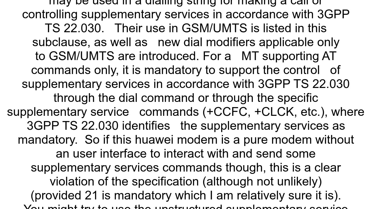 AT command ATD to dial a network service number21ltNOgt on a huawei modem