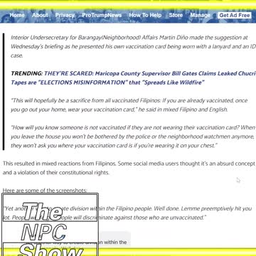 Philippines To Roll Out Wearable Vaccine Passes 🟠⚪🟣The NPC Show