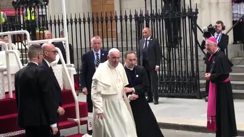 Pope Frances arriving at St. Mary's Pro Cathedral Dublin