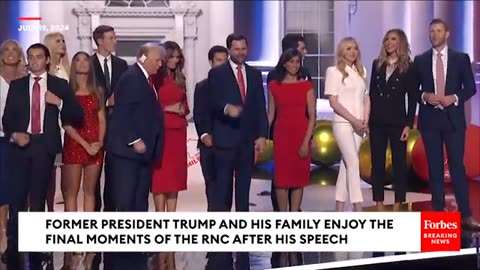 TRUMP Is Joined By His Grandchildren As Balloons Fall On RNC Stage After He Finishes Speech