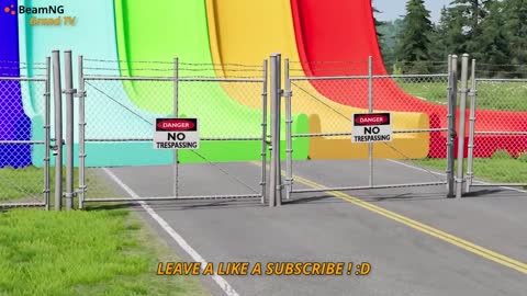 Flatbed Trailer Cars Transportation with Slide Color - Car vs Speed Bump vs Deep Water #7 - BeamNG