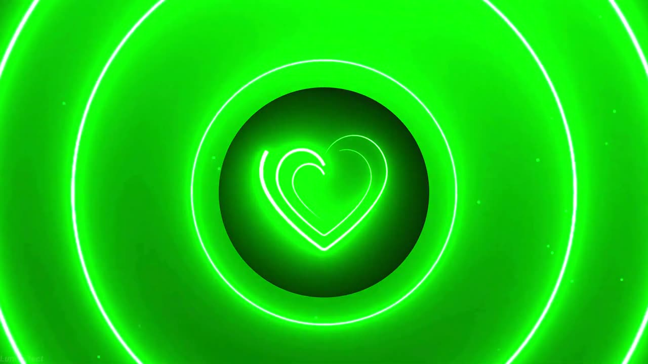 483. Green Love Hearts💚Romantic Neon Night Sweet Heart Loop