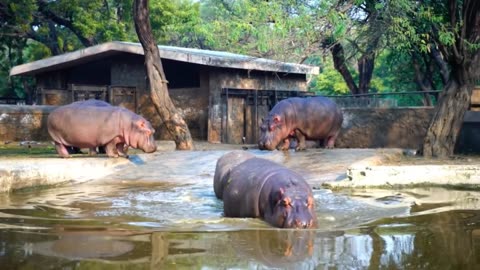 The Hippo's Happy Place: Relaxing and Cooling Off in the Water.