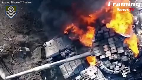 Pasukan Ukraina meledakkan tank lapis baja Rusia dengan rudal
