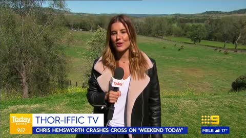 Chris Hemsworth crashes live TV weather report | Today Show Australia