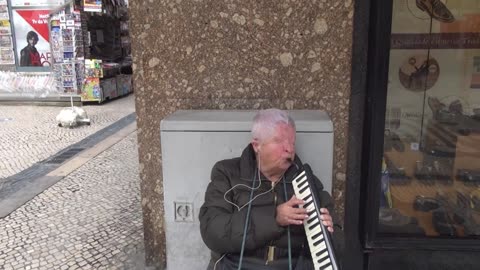 Lisbon Portugal 2015 Blind Artist in the City Centre