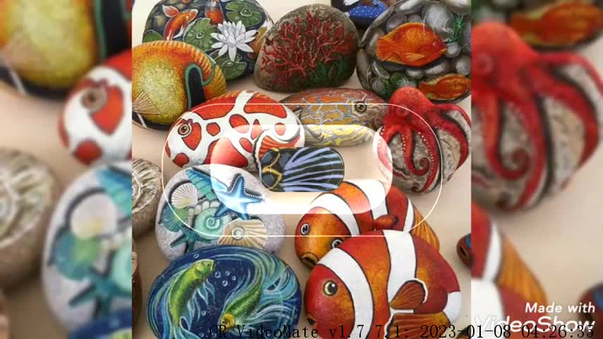 Beautiful and elegant fish painting on rock and stone