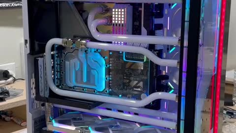 Filling up a custom liquid loop! What color coolant would you like to see next?