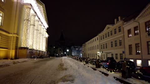 Tartu, Estonia. University in Christmas lights