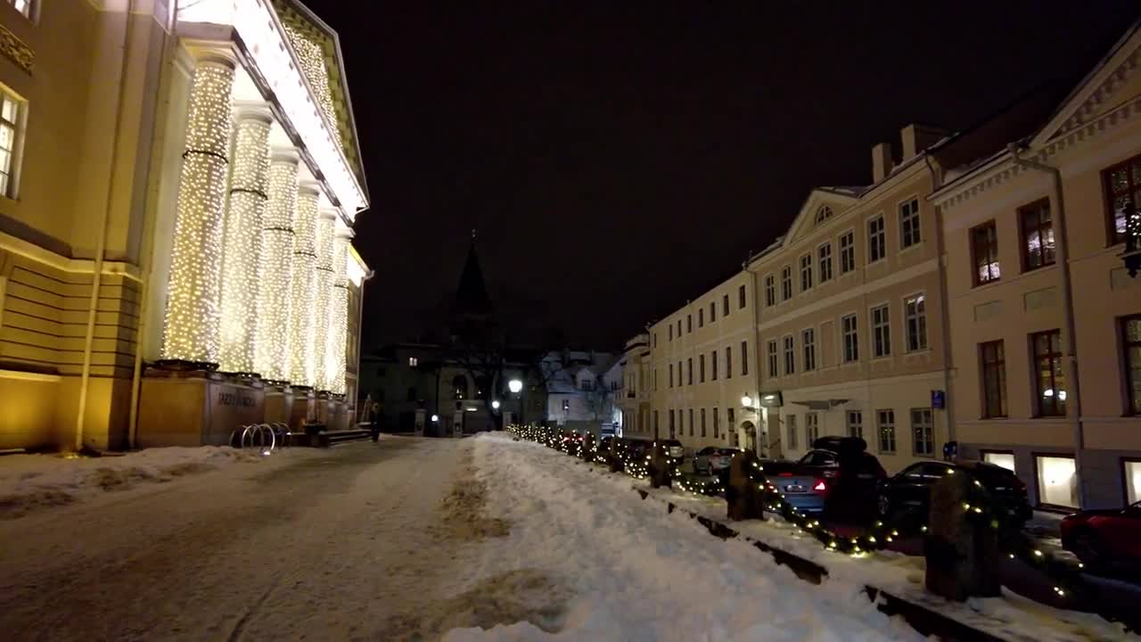 Tartu, Estonia. University in Christmas lights