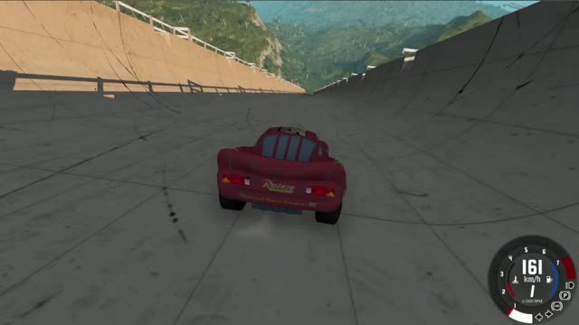 BeamNG drive - Lightning McQueen accelerates on a huge ramp and jumps down #95 #beamngdrive #mcqueen