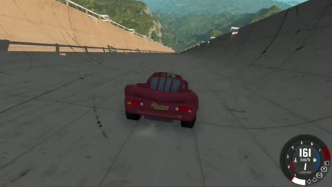 BeamNG drive - Lightning McQueen accelerates on a huge ramp and jumps down #95 #beamngdrive #mcqueen