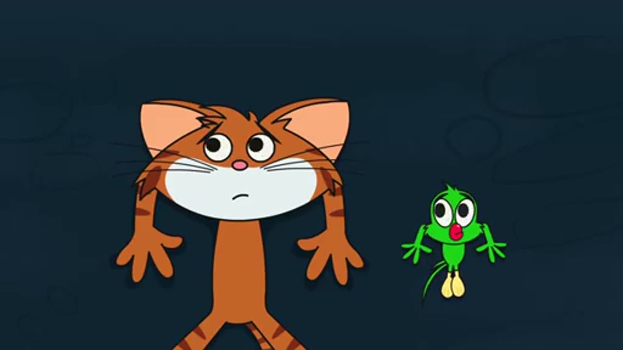 Caty watching horror movie.