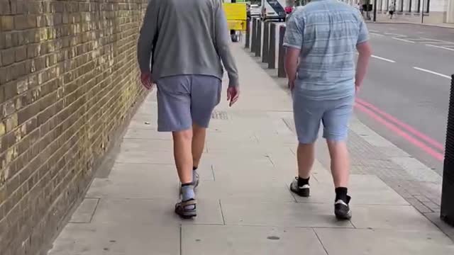 Grandad and Grandson adorably walk and talk.