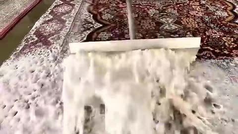Beautiful rug foam scraping