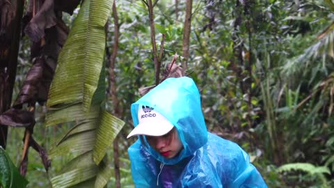 complete great shelter tent in the rain in forest-15