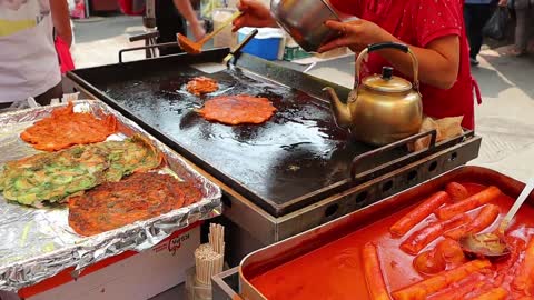 korean pancake with kimchi & various vegetables