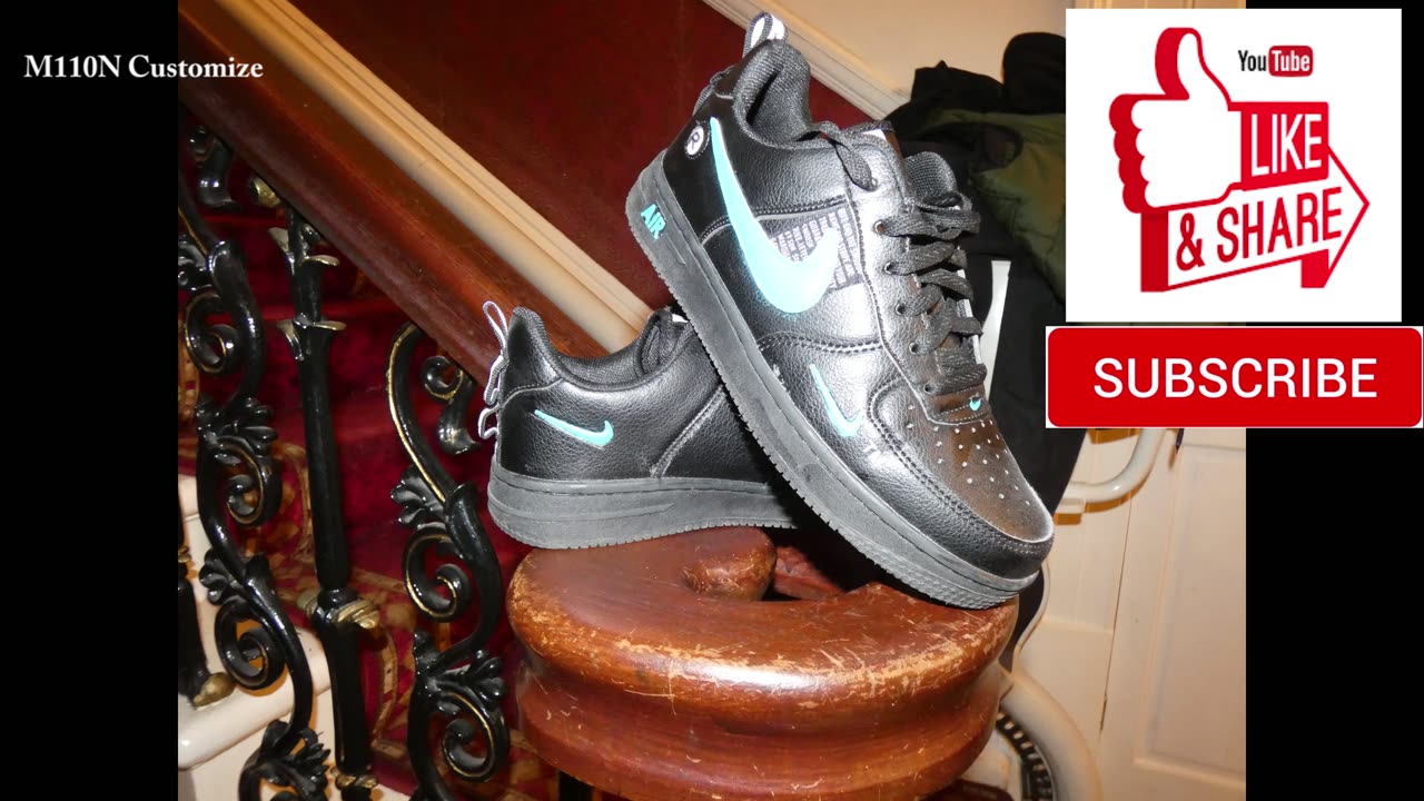 CUSTOM TURQUOISE - Air Force 1 Low Utility Black White