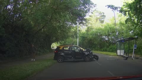 Driver caught on camera ditching stolen car after crashing into Sussex bus stop