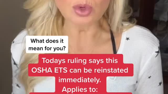 OSHA vaccine/testing mandate reinstated nationwide after 6th Circuit Appeals Court ruling tonight