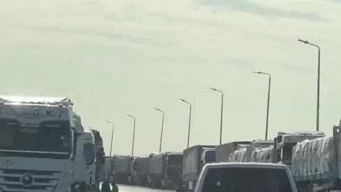 Aid Trucks Waiting To Enter Gaza