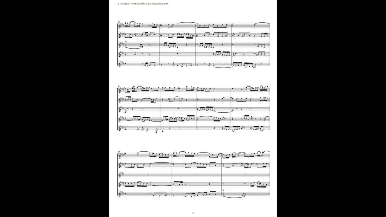 J.S. Bach - Well-Tempered Clavier: Part 1 - Fugue 23 (Clarinet Quintet)