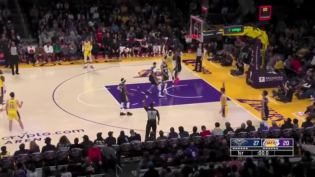 LeBron to Matt Ryan at the Q1 buzzer!