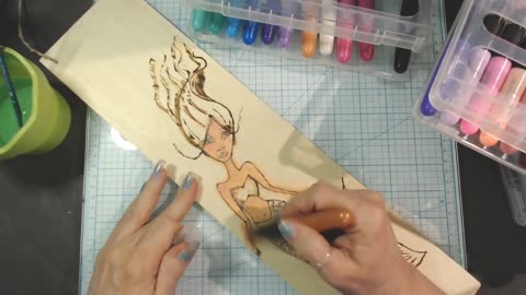 #mixedmediaart #Mermaide #sea #art NEW CRAYONS & #woodburning