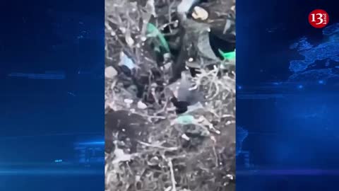 Russian sabotage group in a trench targeted by a drone