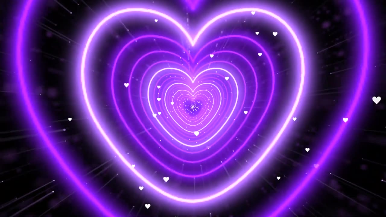 696. Memo Dako Hamo Neon Heart Tunnel Bg Animation💜Purple Heart Background Heart