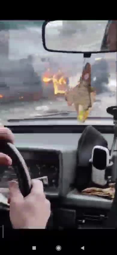 A Ukrainian BMP is on fire