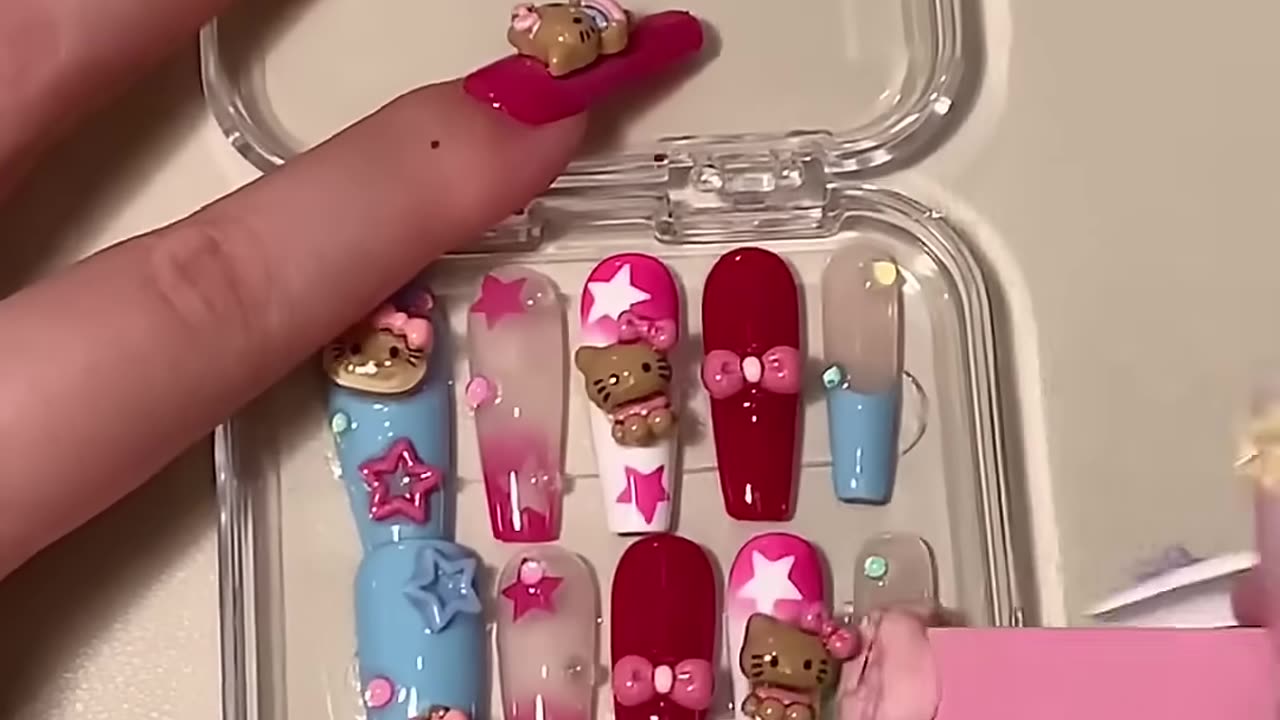 new sanrio order packing #pressonnails #pinkbeauty #makeup #shortvideo #smallbusiness