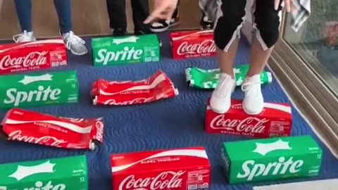 Don’t jump on the wrong box! #challenge #sodaboxes #game #shorts