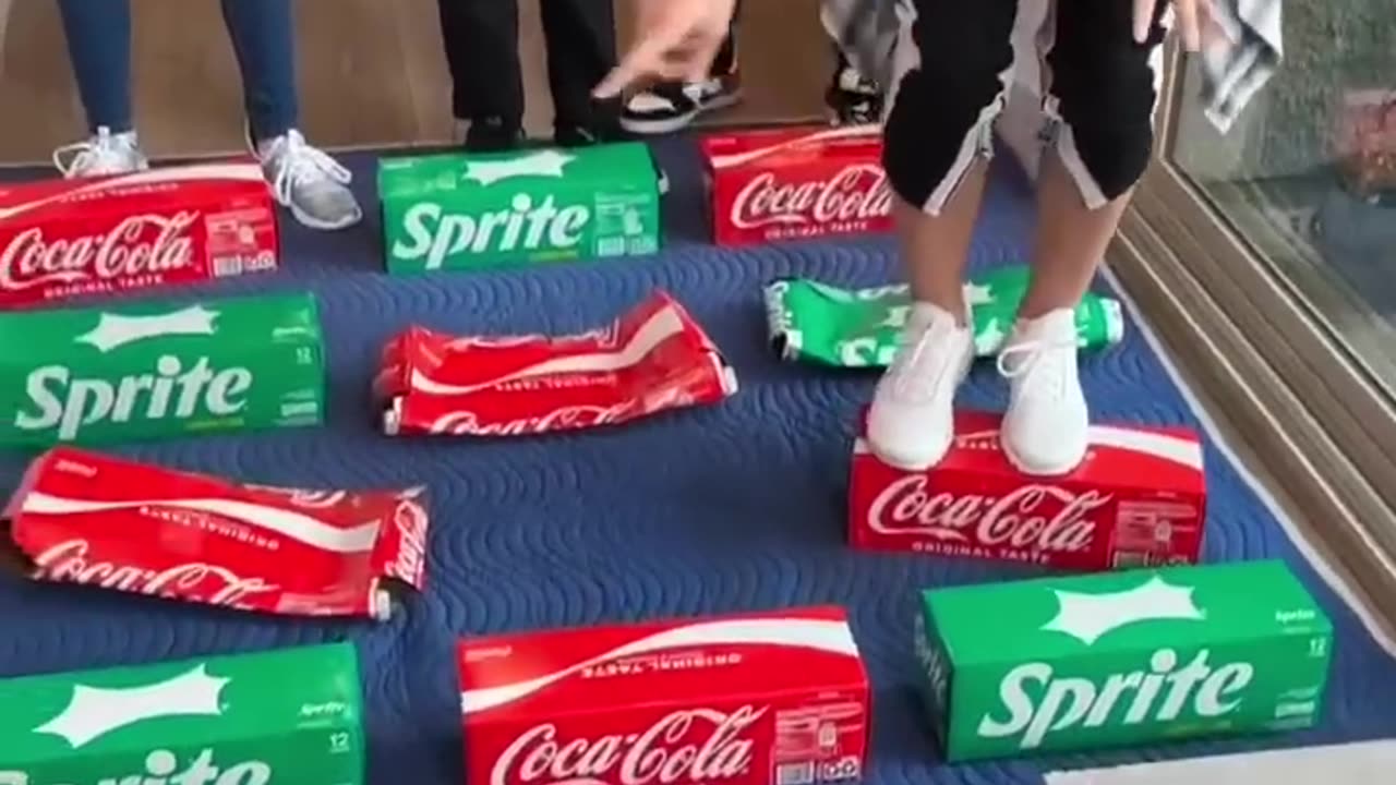 Don’t jump on the wrong box! #challenge #sodaboxes #game #shorts