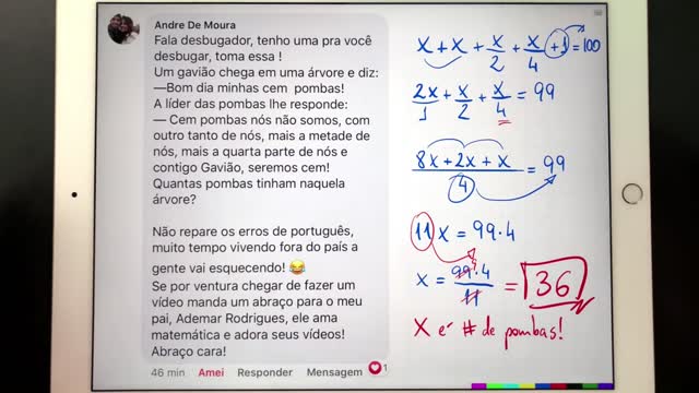 🕊 QUANTAS POMBAS NÓS SOMOS 🤯 Como Equacionar um Problema Matemático 🙌🏻 VOCÊ CONSEGUE DESBUGAR