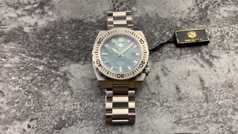 San Martin Men Dive Watch MOP Dial PT5000 Automatic Mechanical Watches Stainless Steel Sapphire Glas
