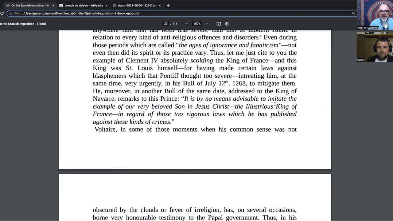 Episode 904: Joseph de Maistre's 'On the Spanish Inquisition' Pt. 1 w/ Aaron from Timeline Earth