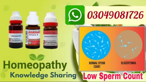 Low sperm count | Low sperms count treatment in homoeopathy | Low sperms motility treatment