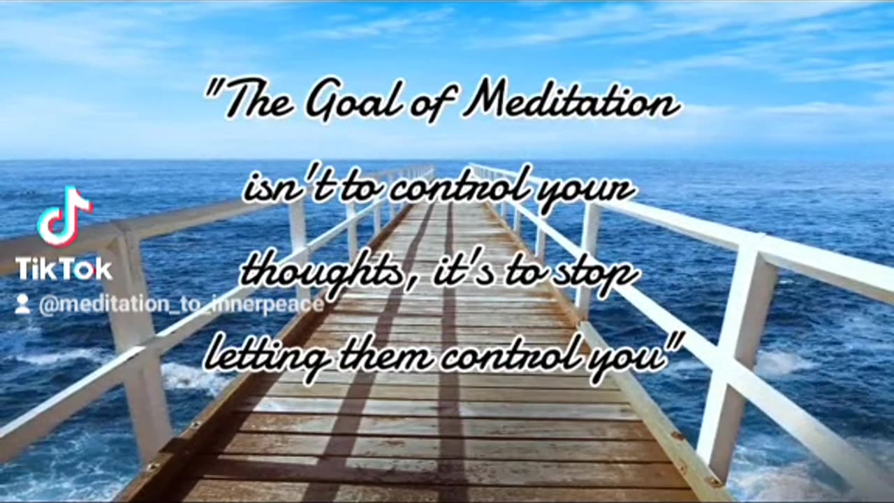 "The Goal of Meditation isn't to control your thoughts, it's to stop letting them Control you"