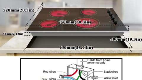 Karinear 30 Inch Electric Cooktop 4 Burners, Knob Control Built-in Ceramic Cooktop