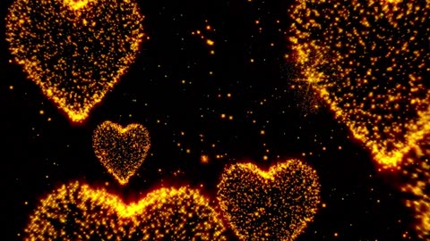 377. Glowing Heart Animation💛Yellow Neon Video Hearts