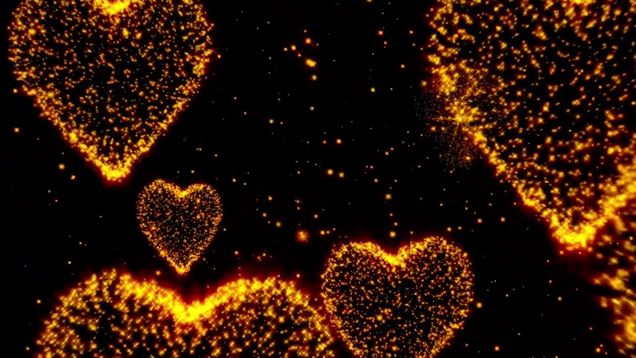 377. Glowing Heart Animation💛Yellow Neon Video Hearts