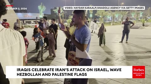Iraqis Gather In Baghdad's Liberation Square In Celebration Of Iran's Missile Attack On Israel