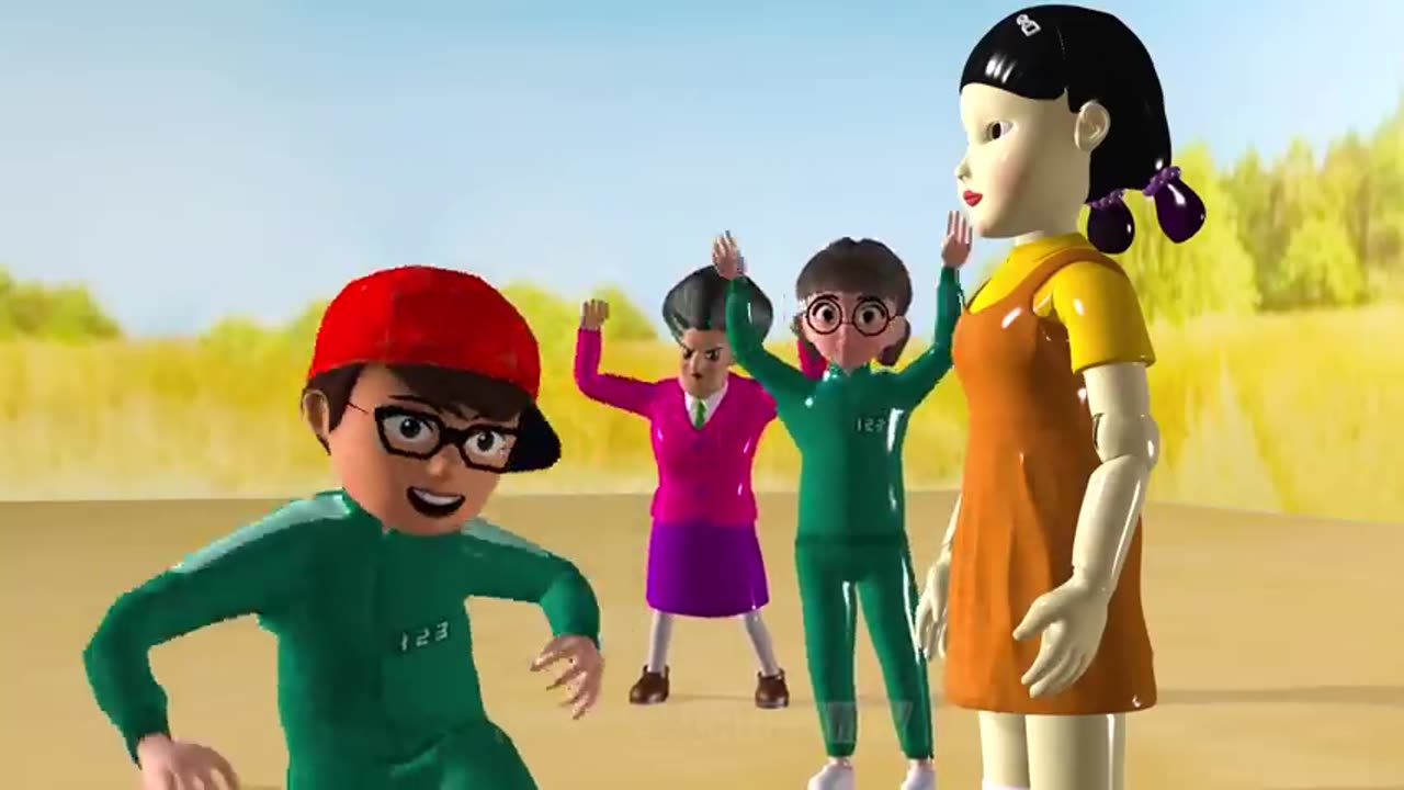 Scary Teacher 3D vs Squid Game Trying Glass Bridge Challenge Nick and Tani vs Miss T vs 5 Neighbor