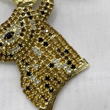 18KGP 3” x 3” Buck Brooch. Made with Swarovski Crystal. Deer Pin.