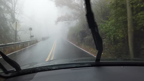 Driving Up Lookout Mountain In The Fog