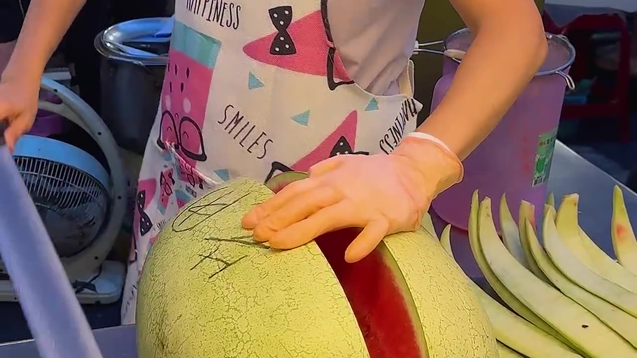 مهارت های برش میوه آب هندوانه غول پیکر تایوانی