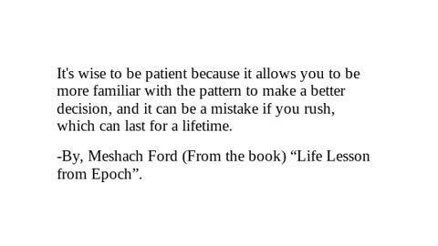 Life Lesson from Epoch