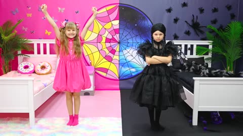 Diana play Pink vs. Black Challenge with Wednesday