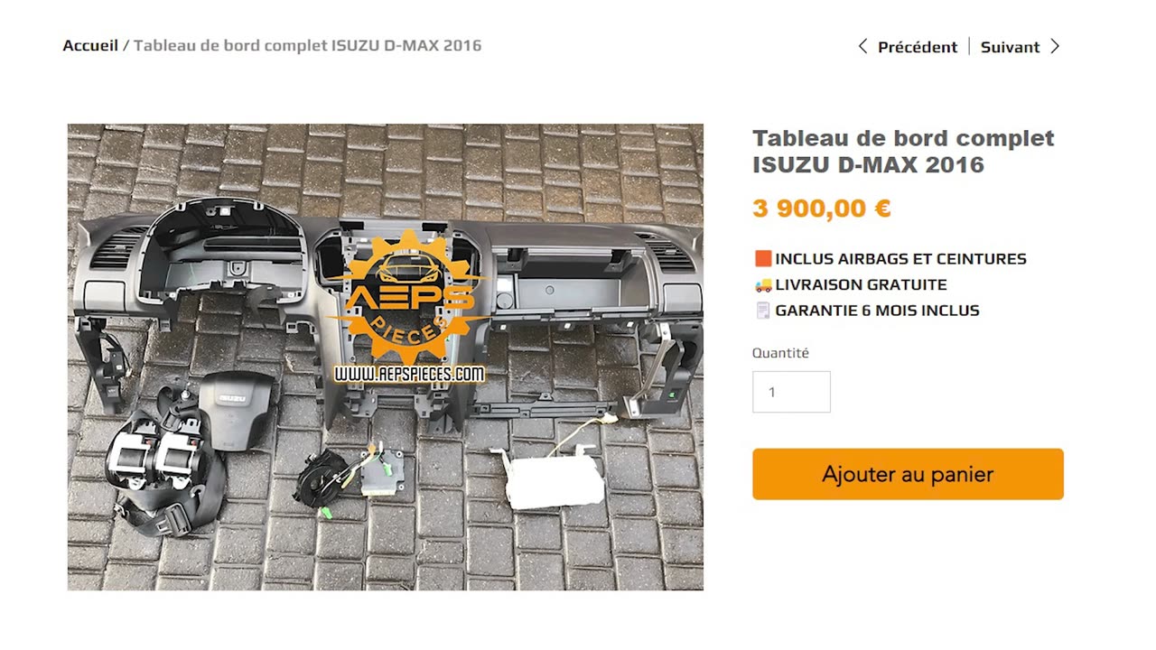 AEPSPIECES.COM - Tableau de bord complet ISUZU D-MAX 2016